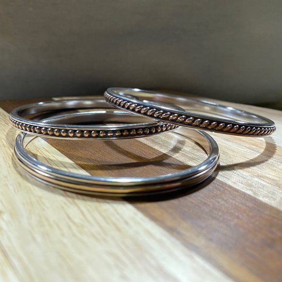 Twisted Bronze & Silver Bangle - Picture 2 of 3